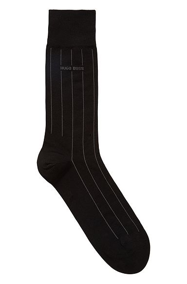 Pinstripe socks in a mercerised-cotton blend, Black