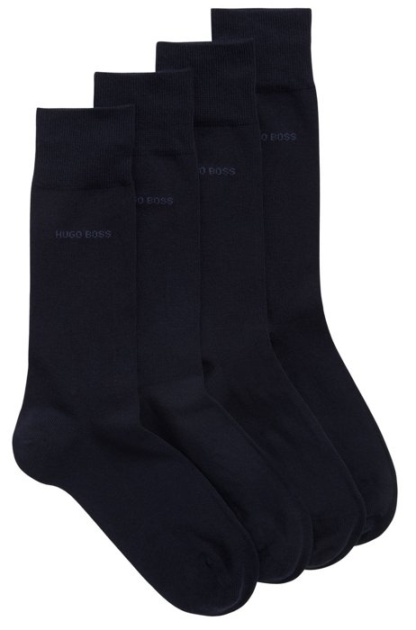 Set van twee paar sokken van een katoenmix met normale lengte, Donkerblauw
