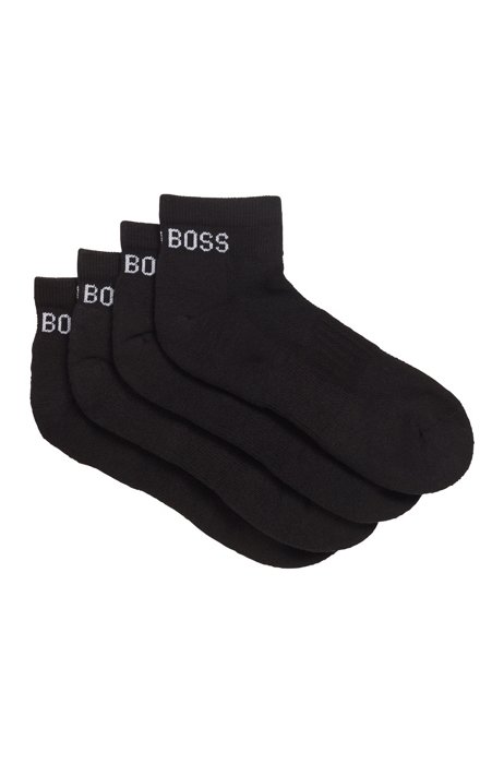 Two-pack of sporty ankle socks in a cotton blend, Black