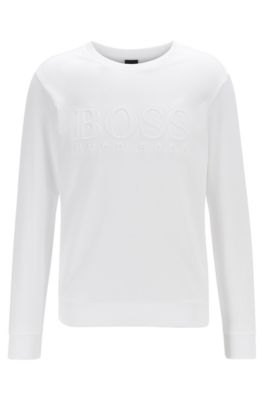French-terry sweatshirt with embossed logo