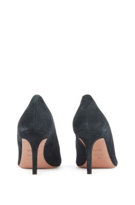 dark green suede court shoes