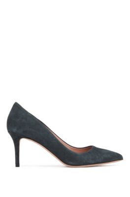 dark green suede court shoes