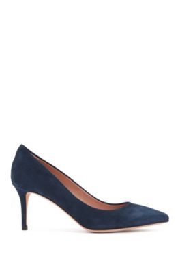 dark blue suede heels