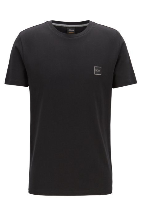 Crew-neck T-shirt in single-jersey cotton, Black