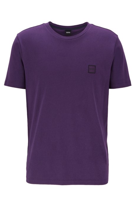 Crew-neck T-shirt in single-jersey cotton, Dark Purple