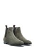 Suede Chelsea boots with contrast elastic side panels, Dark Green