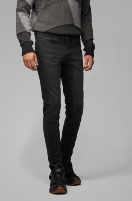 Tapered-fit jeans in washed black super 