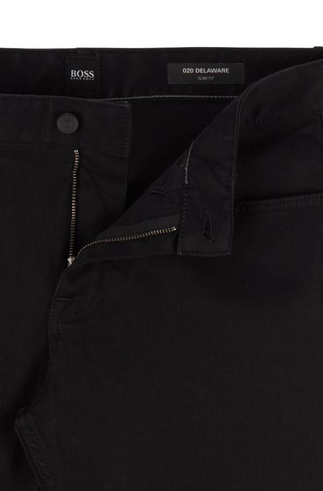 BOSS - jeans black rinse-washed stretch denim