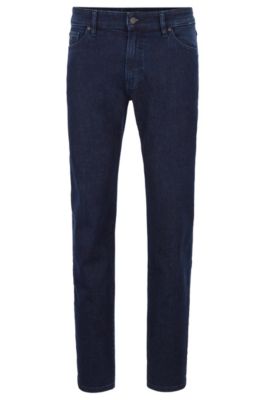 BOSS - Dark-blue regular-fit jeans in 