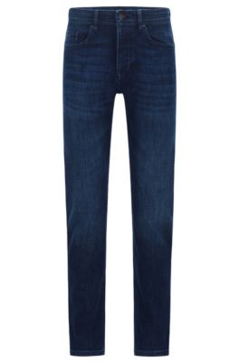 BOSS - Tapered-fit jeans in dark-blue 