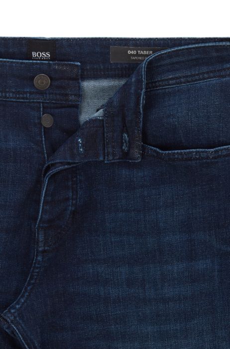 BOSS - Tapered-fit jeans dark-blue super-stretch denim