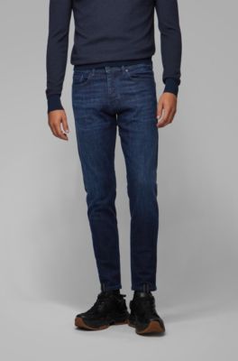 BOSS - Tapered-fit jeans in dark-blue 