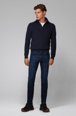 BOSS - Regular-fit jeans in dark-blue denim