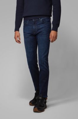 BOSS - Regular-fit jeans in dark-blue denim