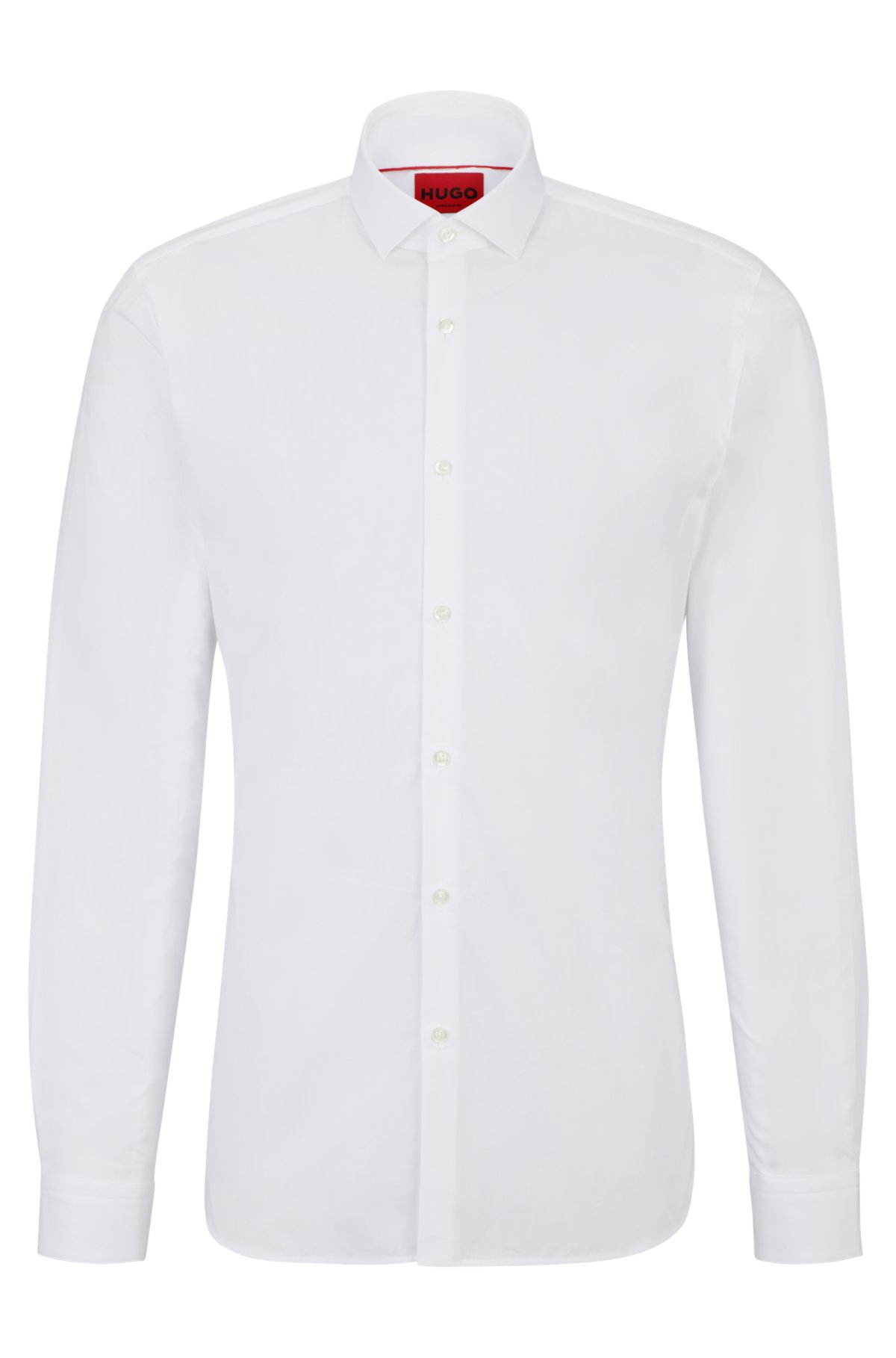 HUGO - Extra-slim-fit shirt in cotton poplin with spread collar