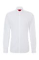 Extra-slim-fit shirt in cotton poplin with spread collar, White