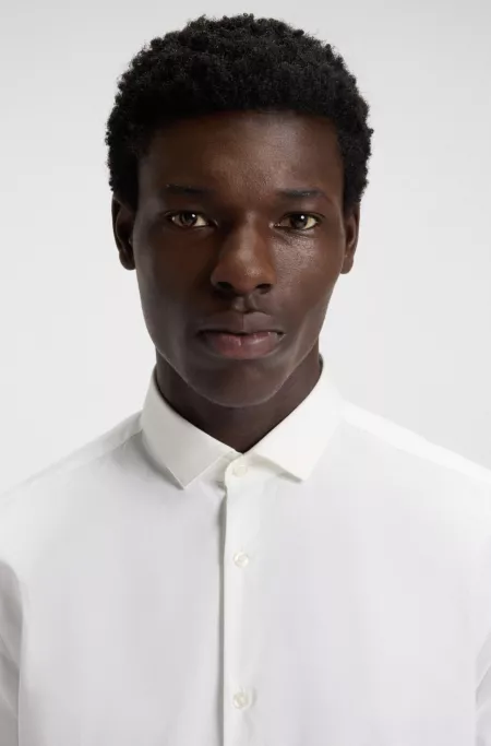 Extra-slim-fit shirt in cotton poplin with spread collar