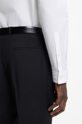 Extra-slim-fit shirt in cotton poplin with spread collar, White
