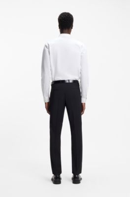 Extra-slim-fit shirt in cotton poplin with spread collar, White