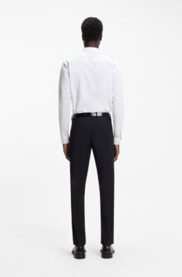 Chemise Extra Slim Fit en popeline de coton &agrave; col italien, Blanc