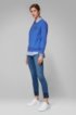 Cotton terry sweatshirt with three-dimensional metallic logo, Blue