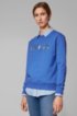 Cotton terry sweatshirt with three-dimensional metallic logo, Blue