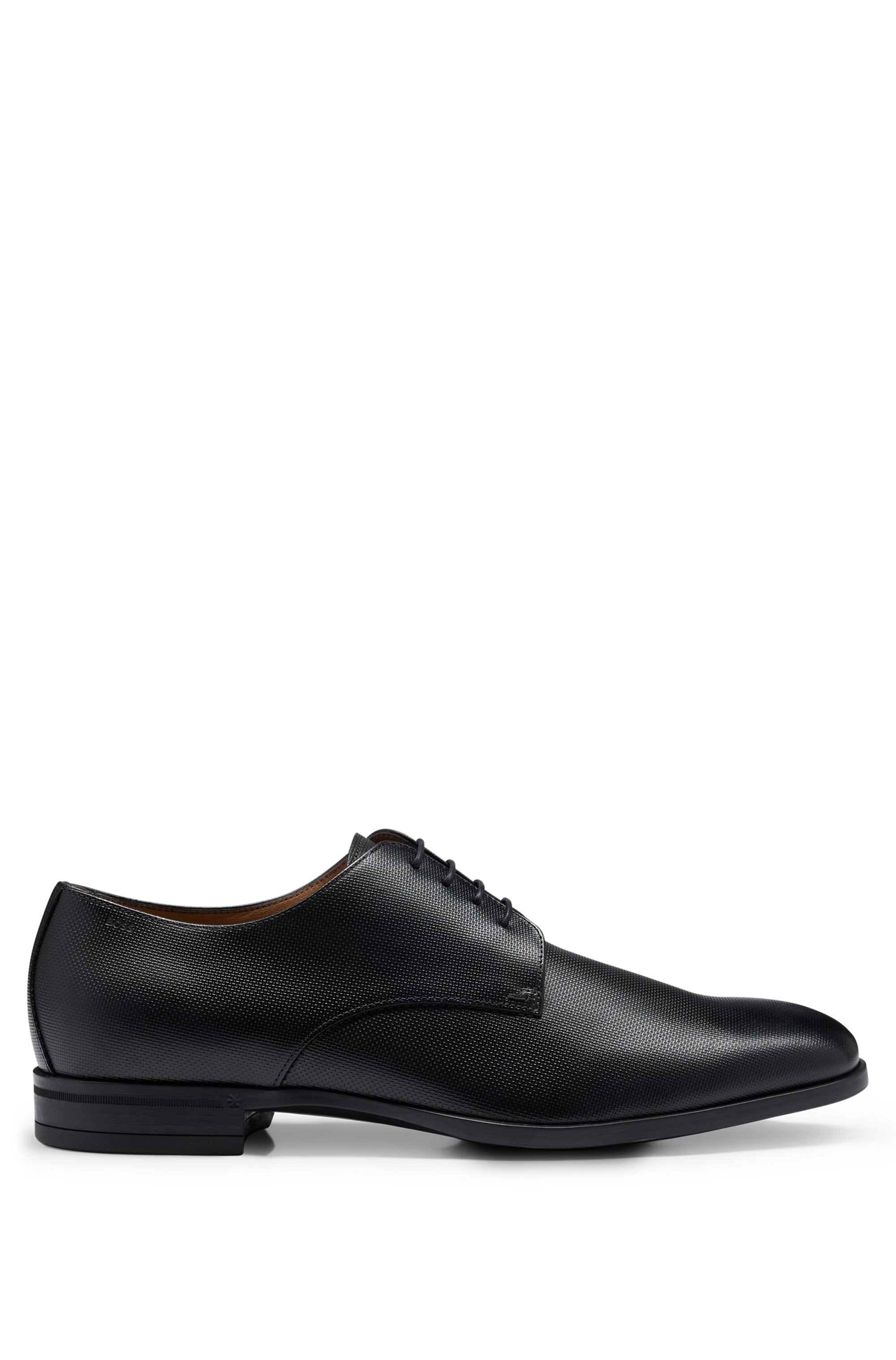 Italian-made Derby shoes in embossed leather, Black