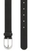 Italian-leather belt with polished silver-effect buckle, Black