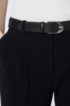 Italian-leather belt with polished silver-effect buckle, Black