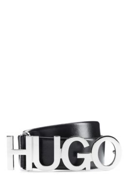 HUGO - Logo belt in Italian leather 