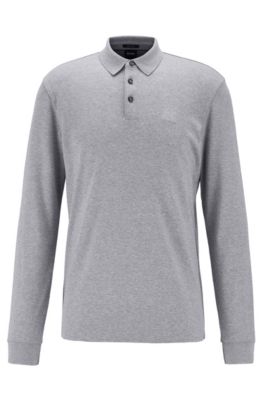 Long-sleeved polo shirt in interlock cotton