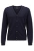 V-neck cardigan in extra-fine Italian merino wool, Dark Blue