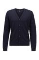 Cardigan con scollo a V in pregiata lana merino realizzata in Italia, Blu scuro