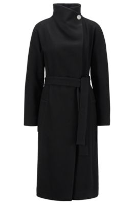 BOSS - Wrap coat in a virgin-wool blend with cashmere