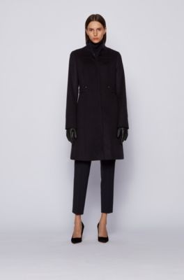 BOSS - Virgin-wool-blend coat with hardware-trimmed belt