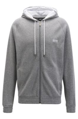 hugo boss full zip hoodie grey