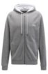 Hooded loungewear jacket in double-faced melange fabric, Grey