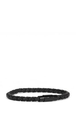 boss men's leather bracelet