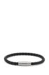 Italian-made single-wrap bracelet in woven calf leather, Grey