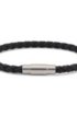 Italian-made single-wrap bracelet in woven calf leather, Grey