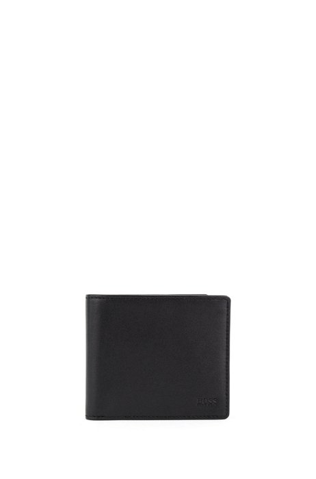 Billfold wallet in nappa leather with eight card slots, Black
