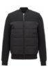Bomber-style sweatshirt with padded body and textured sleeves, Black