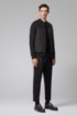 Bomber-style sweatshirt with padded body and textured sleeves, Black