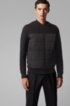 Bomber-style sweatshirt with padded body and textured sleeves, Black