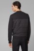Bomber-style sweatshirt with padded body and textured sleeves, Black