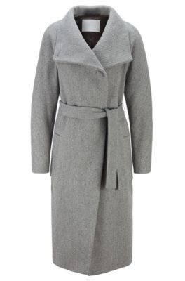BOSS - Regular-fit wool-blend coat with cashmere