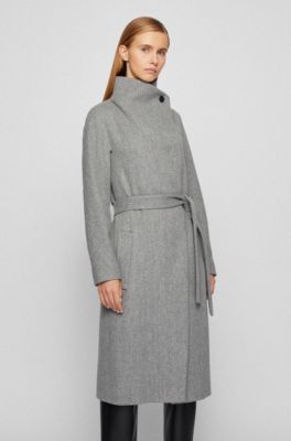 BOSS - Regular-fit wool-blend coat with cashmere