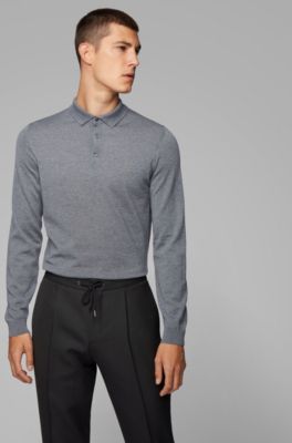 BOSS - Merino-wool sweater with polo collar