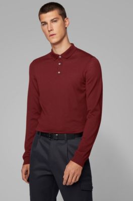 BOSS - Merino-wool sweater with polo collar