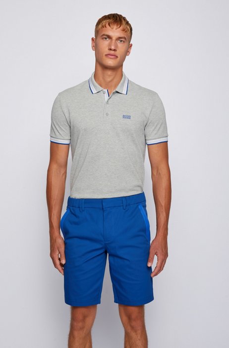 Cotton-piqué polo shirt with logo undercollar, Light Grey
